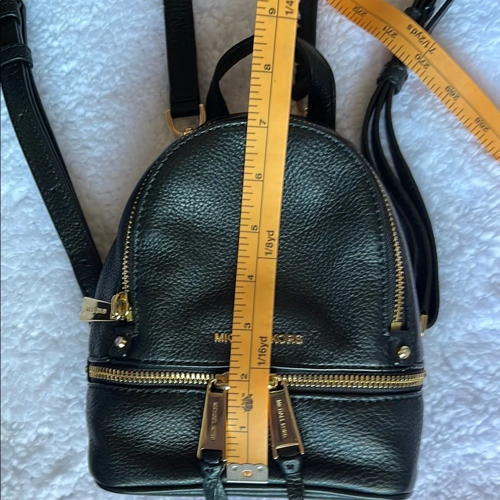 Michael Kors Mini Black Leather Backpack with Gold Accents - Picture 7 of 7